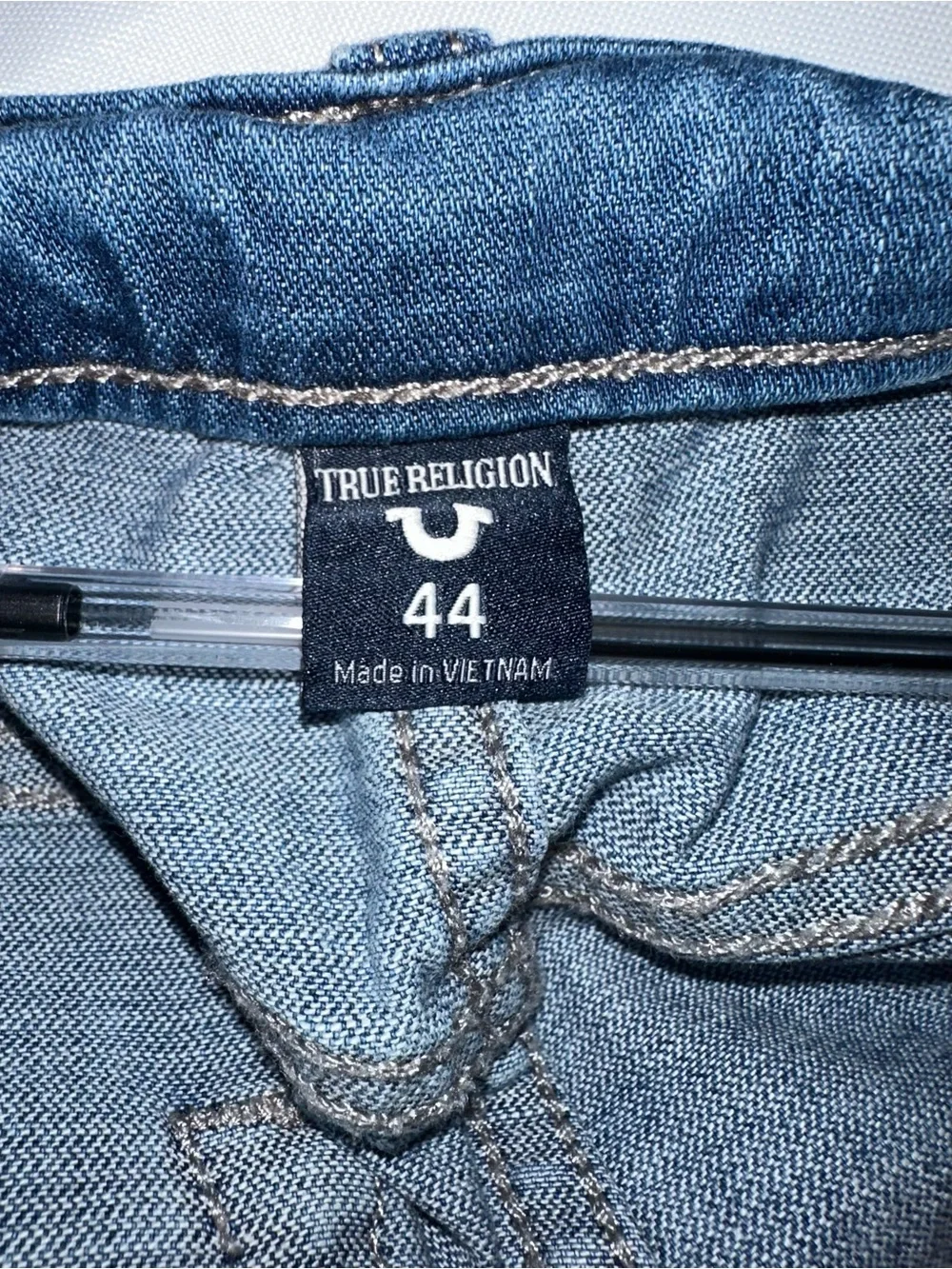 True Religion Men's Distressed Dark Blue Slim-Straight Jeans
